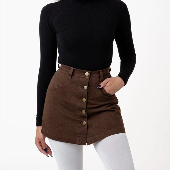 Los Angeles apparel Cotton Twill Button Front Skort - Picture 1 of 3